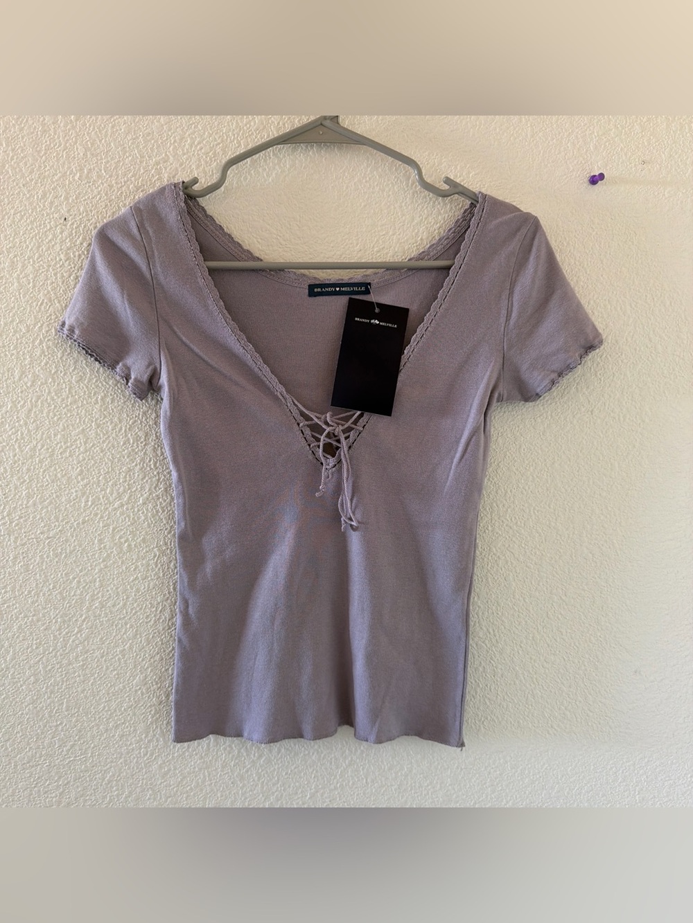 Brandy Melville Black Tania lace up top